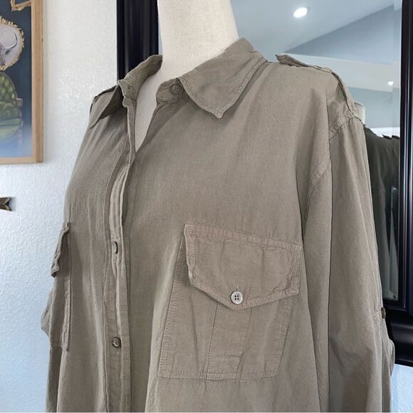 Avenue Womens Cotton Collared 3/4 Sleeve Button Down Shirt Dress Size 18/20 - Picture 5 of 10